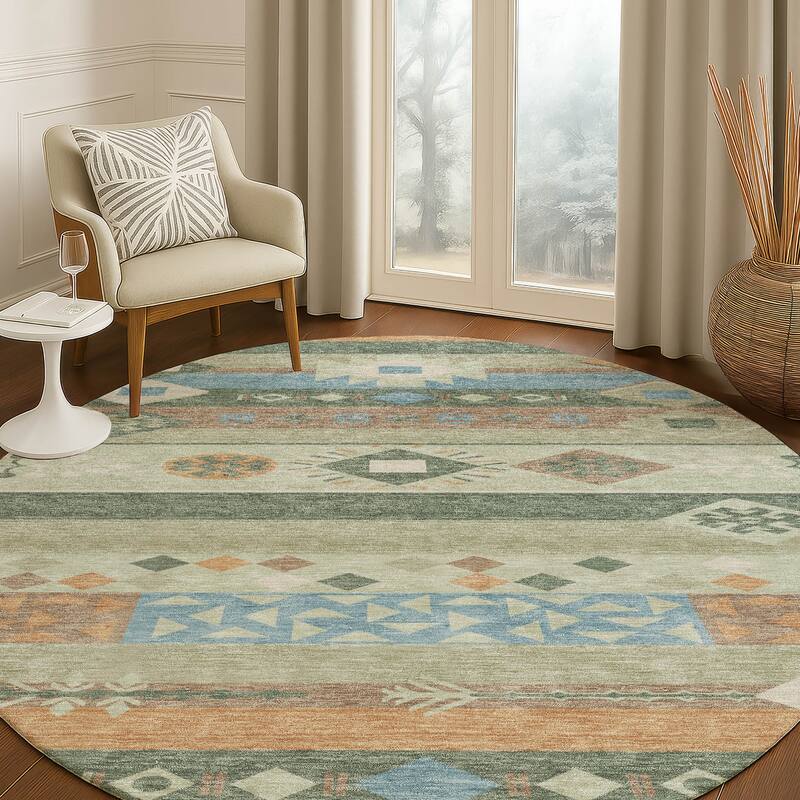 Machine Washable Indoor/ Outdoor Global Tuca Chantille Rug