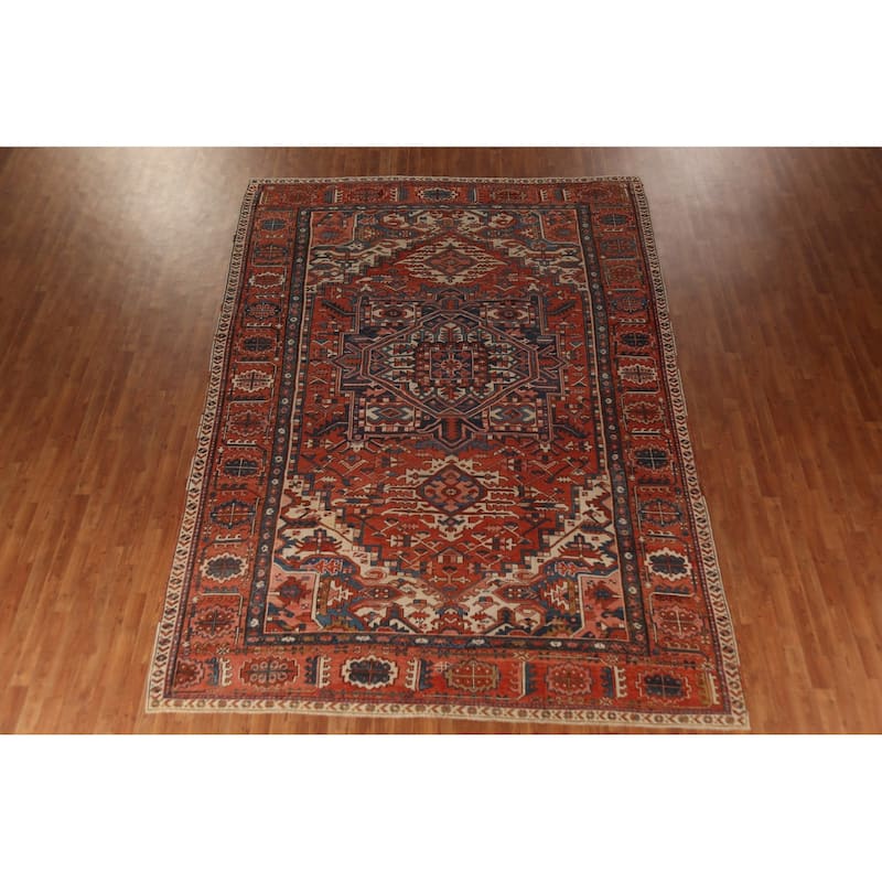 Pre-1900 Antique Heriz Persian Rug Handmade Wool Carpet - 8'11"x 12'5"