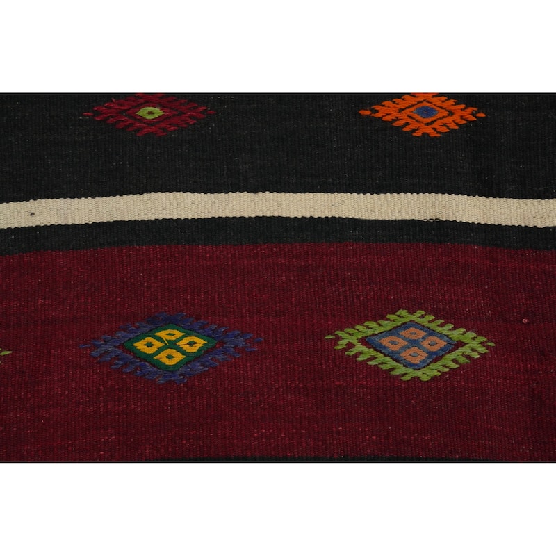 Hand Woven Oriental 100% Wool Carpet Southwestern Tribal Multi-Colored Kilim Area Rug - 10' 5'' X 5' 9''