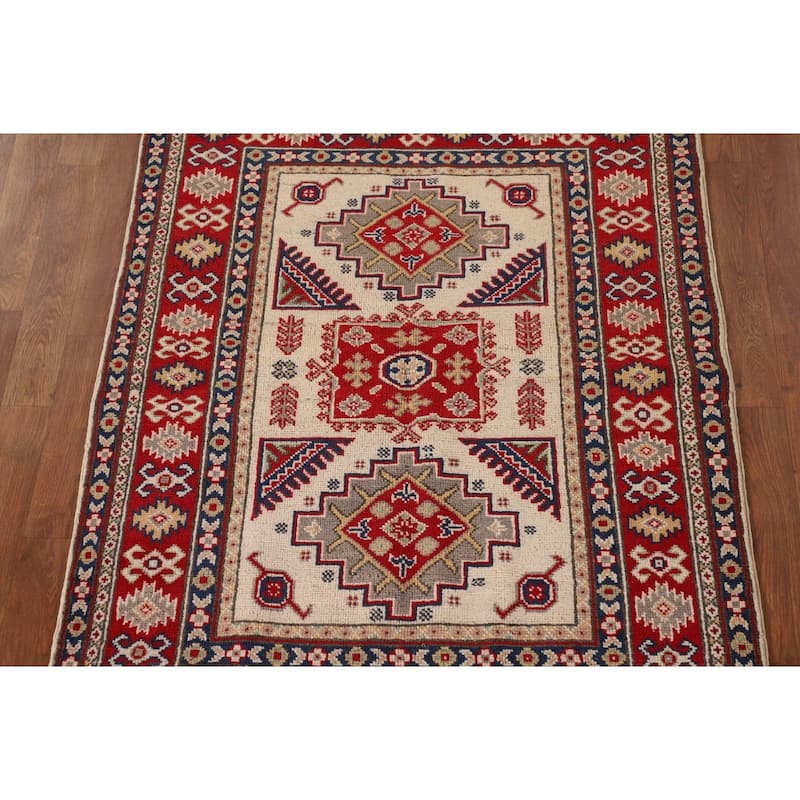 Kazak Oriental Accent Rug Hand-Knotted Wool Carpet - 3'5"x 4'9"