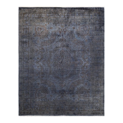 Overton Hand Knotted Wool Vintage Inspired Modern Contemporary Overdyed Gray Area Rug - 8' 3" x 10' 2"