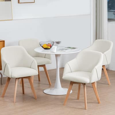 Upholstered Swivel Dining Chairs Set of 2 with Solid Wood Legs - 33.1" H x 21.5" W x 22.5" D