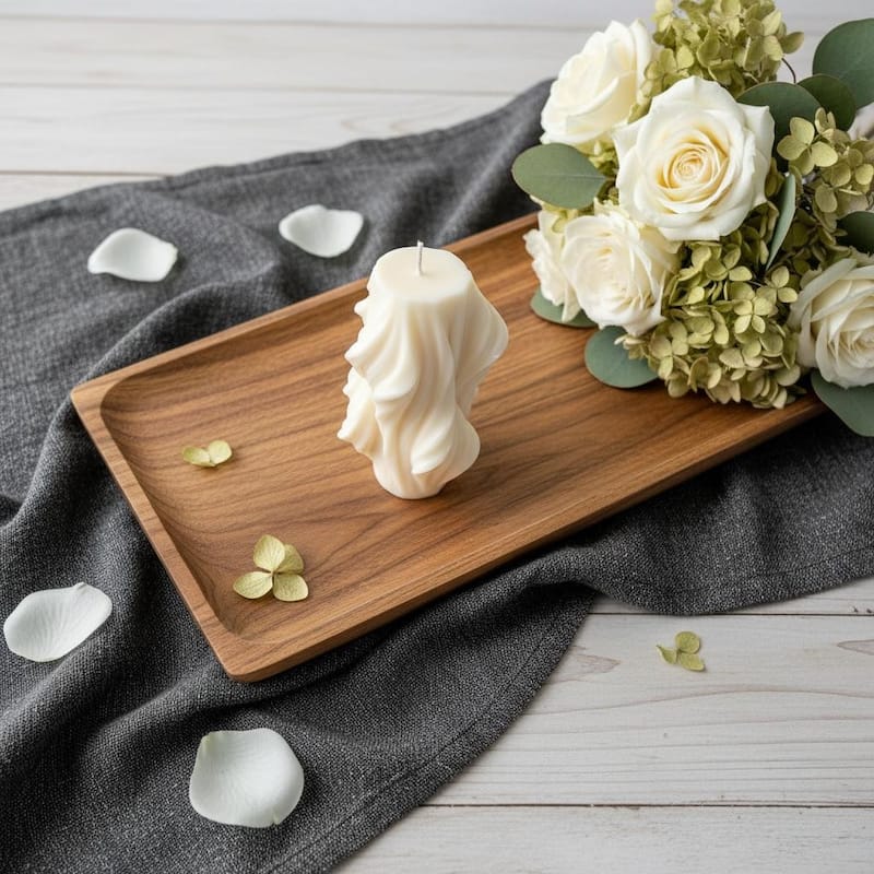 4" White Himalayan Bamboo Scented Dimensional Twist Candle - White