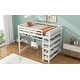 preview thumbnail 37 of 43, Wood Loft Bed w/Desk, Full Size Loft Bed w/Shelves and Under Bed Desk