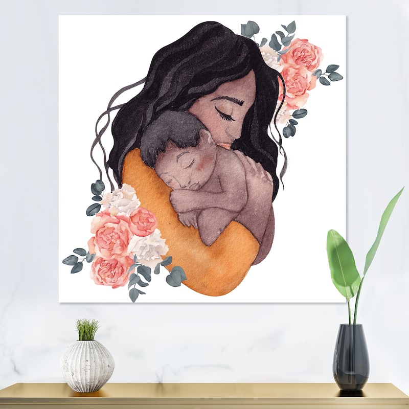 Designart "Young Pregnant Woman I" Glam Canvas Wall Art Print - 36 in. wide x 36 in. high