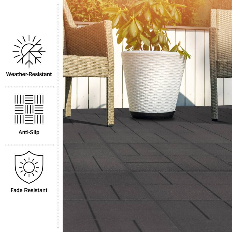 Pure Garden Rubber Deck Tiles 8-Pack - 28SQFT Outdoor Flooring Pavers