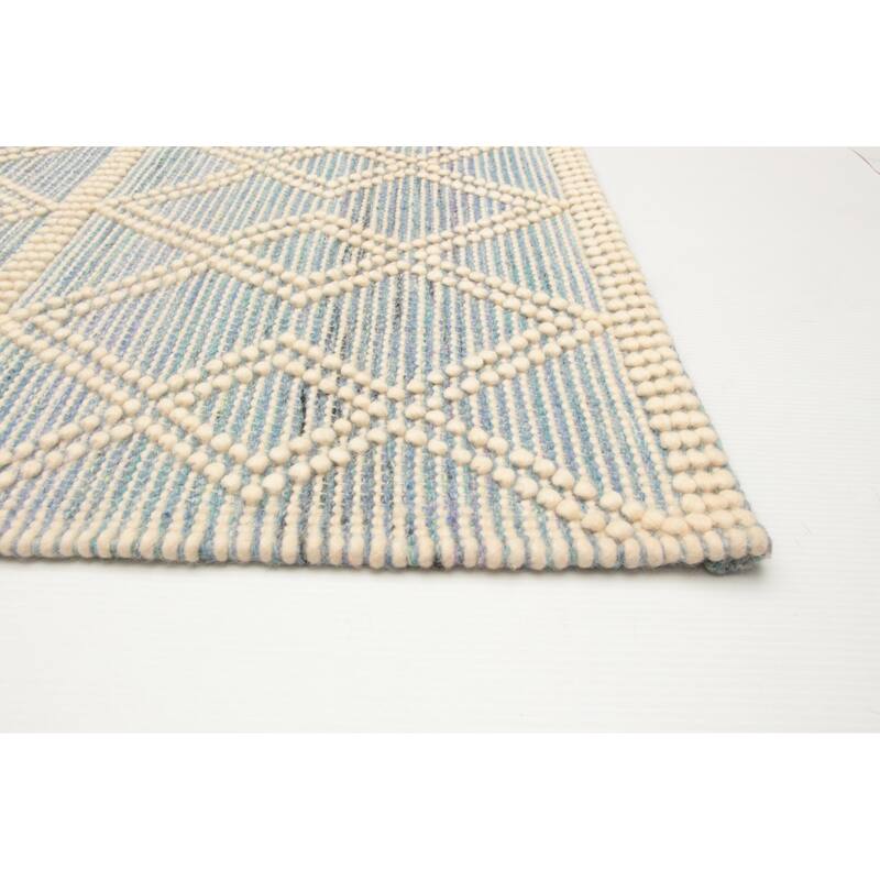 ECARPETGALLERY Braid weave Sienna Blue Wool Rug - 5'3 x 7'5