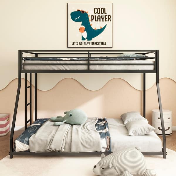 slide 2 of 9, Adam Twin Over Full Bunk Bed, Black, for Kids & Adults Black