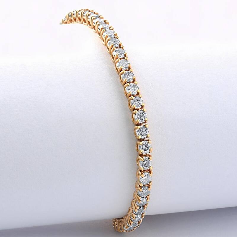 4 Carat TW Round Cut Lab Grown Diamond Tennis Bracelet Yellow Gold Lab Grown