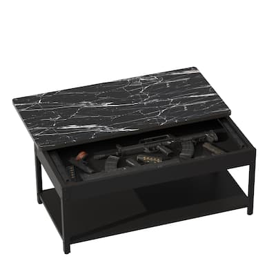Modern Coffee Table End Table with Lockable Drawer, Double-Layer Accent Table Dining Table with Hidden Storage