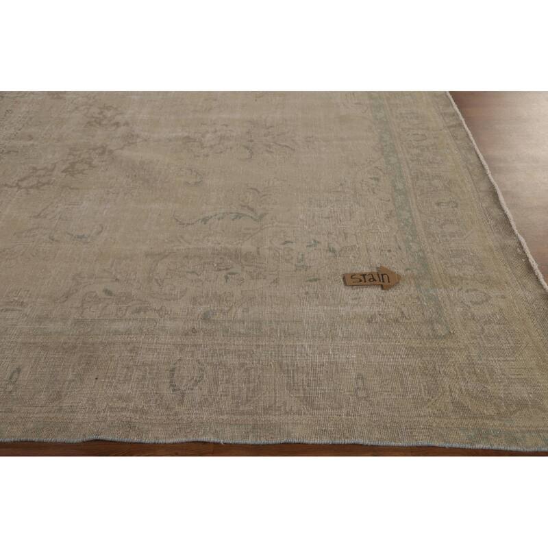 Hand Knotted Oriental 100% Wool Carpet Traditional Medallion Beige & Ivories Tabriz Area Rug - 12' 11'' X 9' 6''