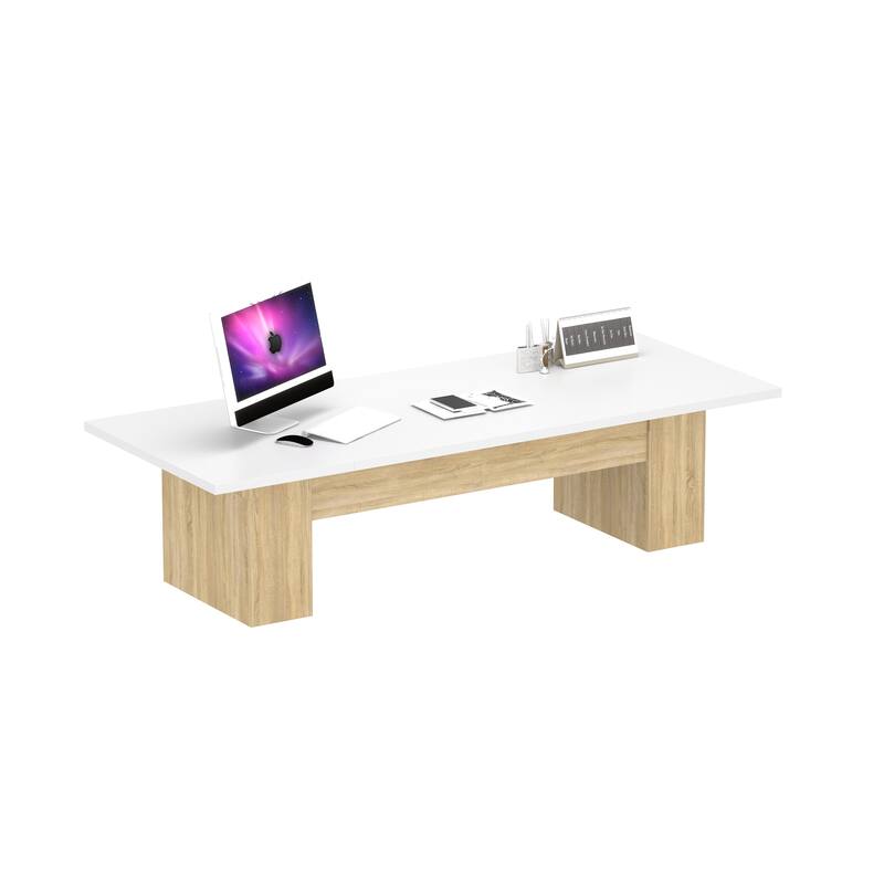 118.1" Large Conference Table, Modern Executive Office Desk with Heavy Duty Wood Base, Seats 8–10 Dining Table