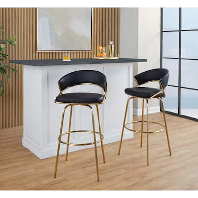 Silver Orchid Tatyana 30" Fixed-Height Bar Stool with Metal Legs (Set of 2)