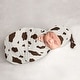 preview thumbnail 1 of 4, Wild West Cow Print Baby Cocoon and Beanie Hat Sleep Sack 2pc Set Brown and Cream Gender Neutral Western Southern Country Animal