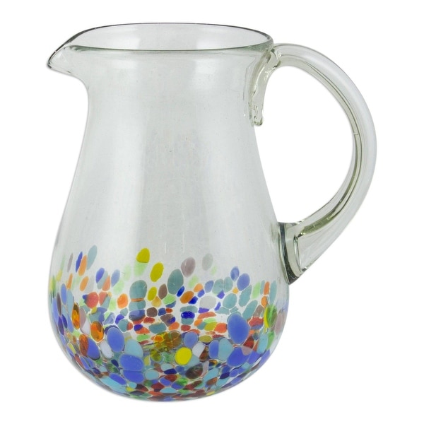 NOVICA Handmade Confetti Festival Blown Glass Pitcher (Mexico) - 7.75*8.25. Opens flyout.