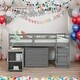 preview thumbnail 19 of 25, Modern Twin Size Loft Bed With Cabinet,Shelves And Rolling Portable Desk Grey