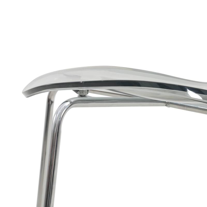 Acrylic Barstool with Steel Frame in Chrome Finish Oyster Series Set of 2