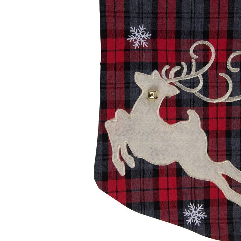 Plaid Merry Christmas Reindeer Stocking - 19" - Red and Green
