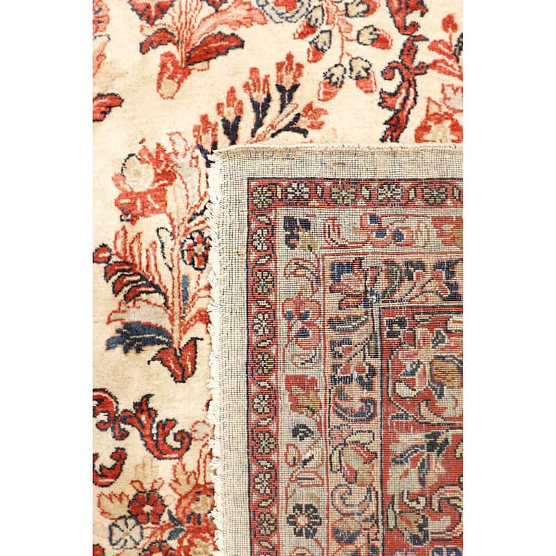 Pasargad Home Antique Sarouk Collection Wool Area Rug, Ivory/Burgundy - 11'10" X 13'11"