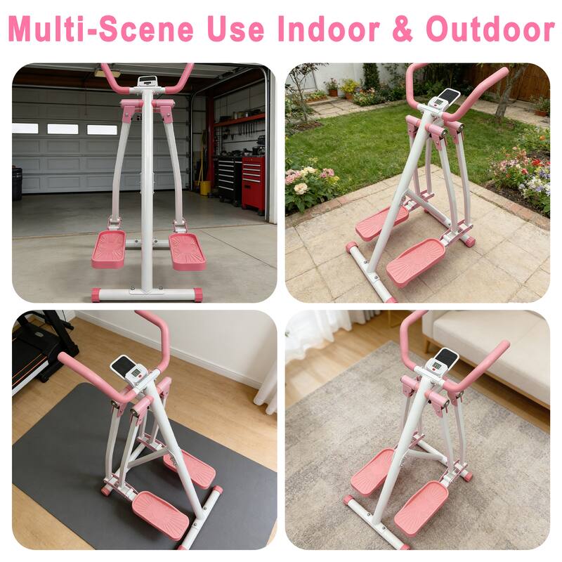 Air Walking Elliptical Machine, Foldable Cardio Cross Trainer Glider for Full-Body with LCD Display