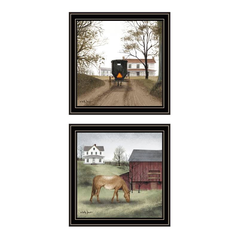 2-Piece Framed Wall Art Set - The Old Mare & Heading' Home, Black Frame