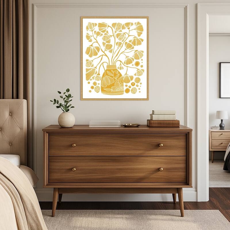 Bloom Block Yellow by Valentina Harper Framed Canvas Wall Art Print