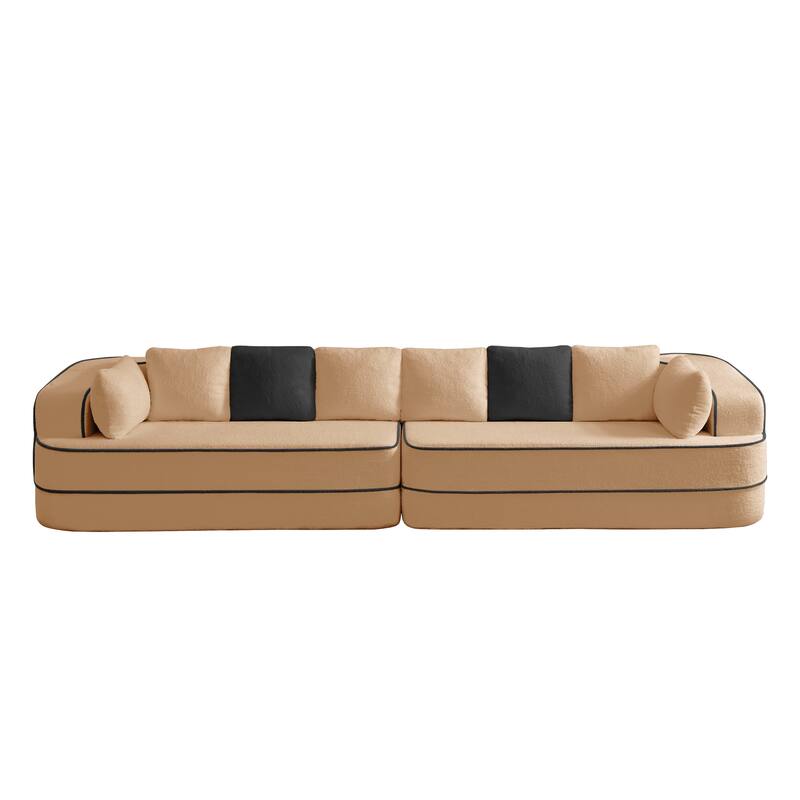 GDF Studio - Aubrey 135" Oversized Teddy Upholstered 4-Seat Boneless Sofa with Symmetrical Aesthetics (No Assembly Required)
