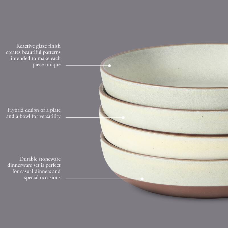 Gibson Elite William Crest 4 Piece Dinner Bowl Set, 8.5" Round Stoneware Reactive Glaze Finish, Large Soup, Pasta & Salad Bowls