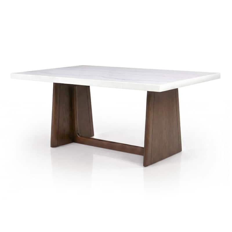 Furniture of America Wayley Modern Solid Wood Genuine Marble Top Dining Table