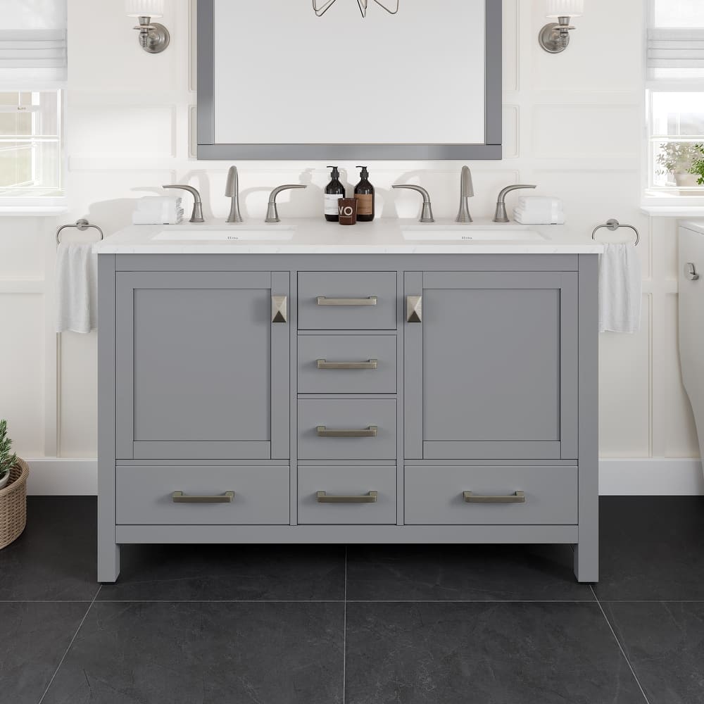 Aberdeen 48 in. Double Sink Vanity with Carrara Quartz Top & Undermount Sinks