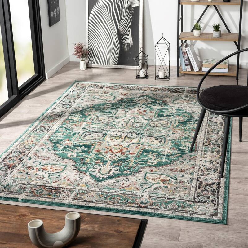 Luxe Weavers Moroccan Floral Vintage Area Rug - 5' x 7' - Green
