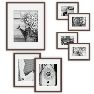 7 Piece Black Photo Frame Gallery Wall Kit with Decorative Art Prints ...