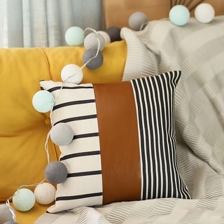 Bohemian Faux Leather and Striped Throw Pillow - Bed Bath & Beyond ...