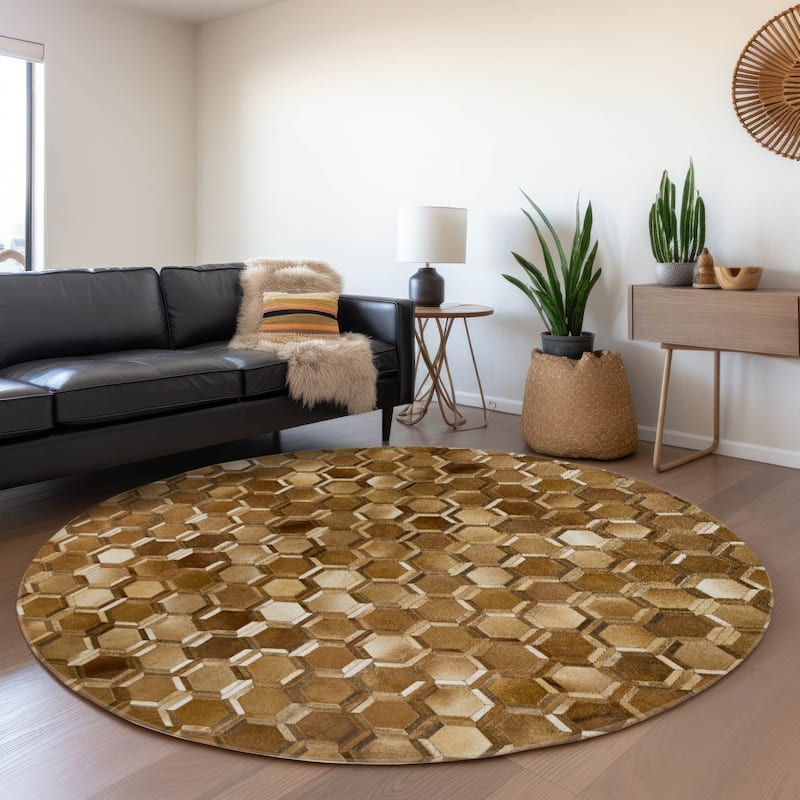 Premium Washable Super Soft Traditional Casual Mayfield Rug - Brown - 8' x 8' - Round