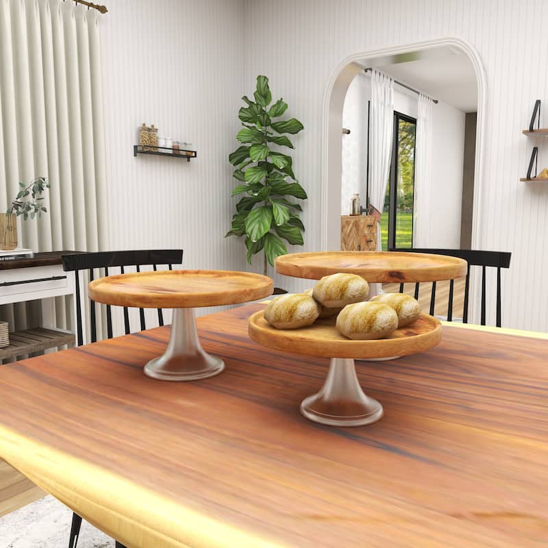 Modern Wood Natural Cake Stand (Set of 3)