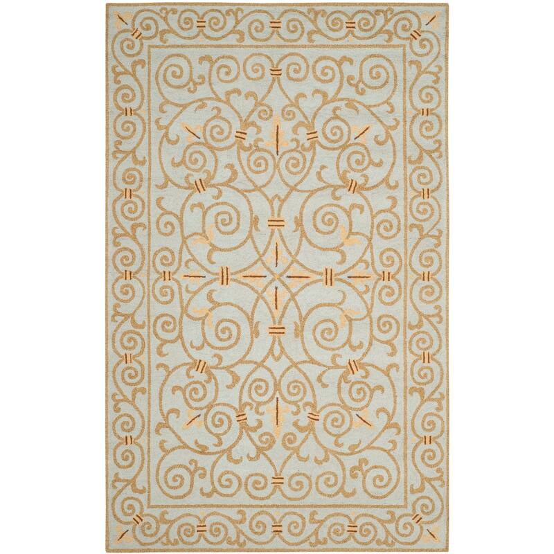 SAFAVIEH Hand-hooked Chelsea Joba Country Oriental Wool Rug - 3' 9" x 5' 9" - Light Blue - Runner/Rectangle