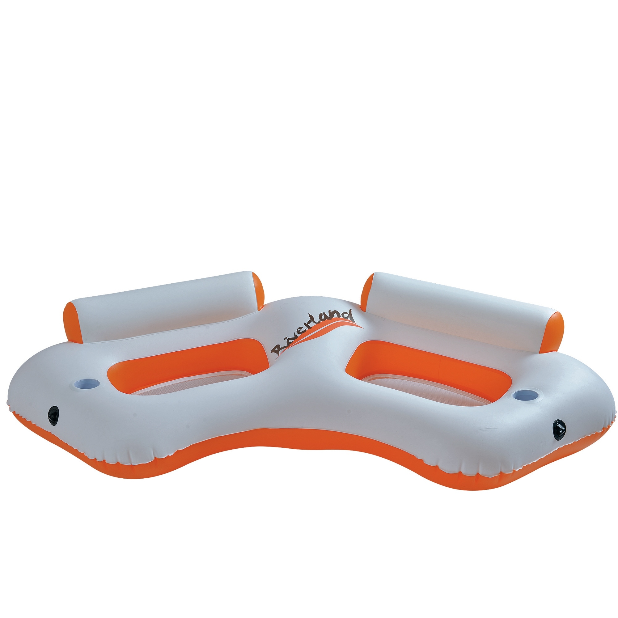 Inflatable Orange and White River Land Two Swimming Pool Sofa 85-Inch - 85"