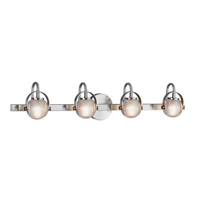 Justice Design Group Conduit 4-Light Bath Bar with Opal Backing Shade - Brushed Nickel