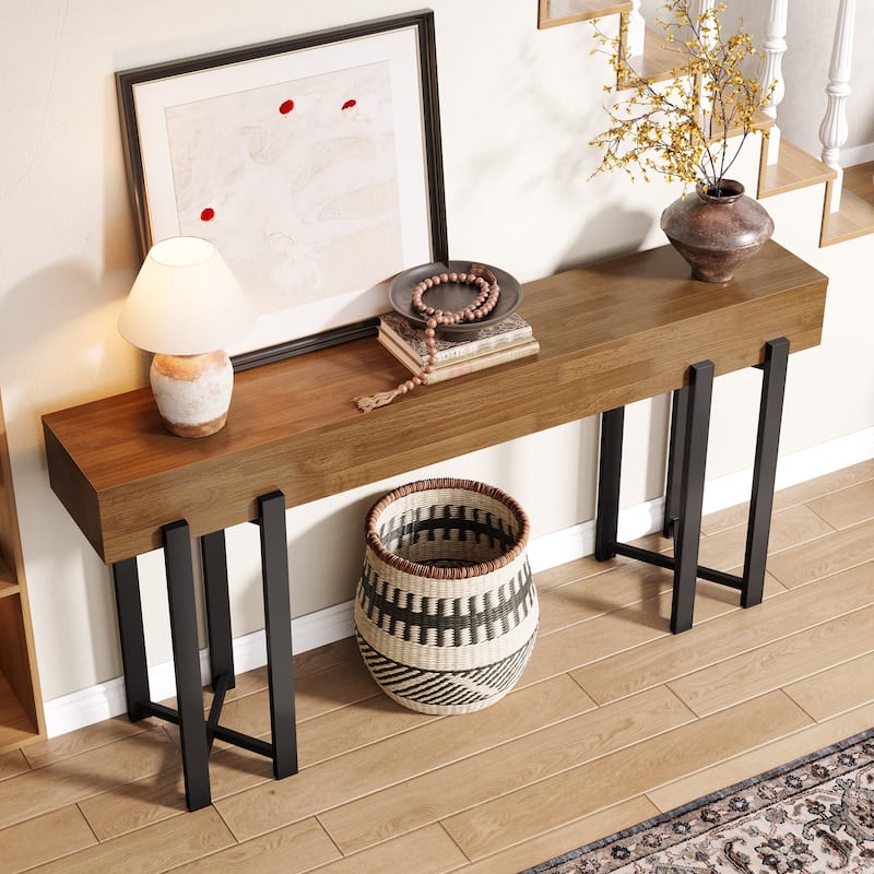 Farmhouse Wooden/ Metal Console Table for Living Room Entryway