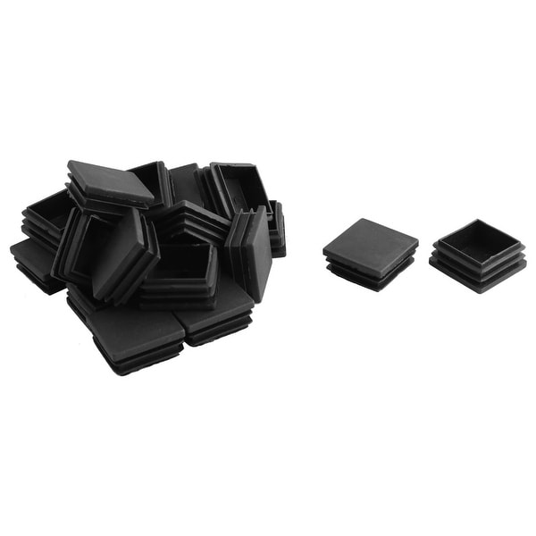 Unique Bargains 20 Pcs Antislip Plastic Square 38mm x 38mm Chair Foot Cover Table Furniture Leg Protector Black