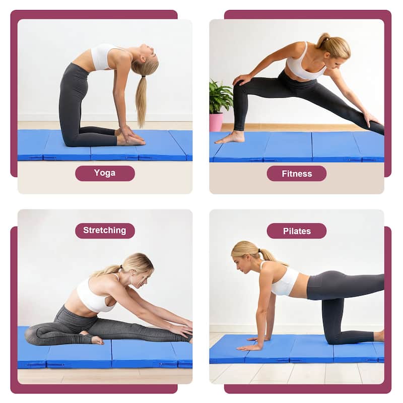 Zenova Gymnastics Mat 4FT x 8F Folding Exercise Mat 6 Panel Thick Tumbling Mats - 8FT