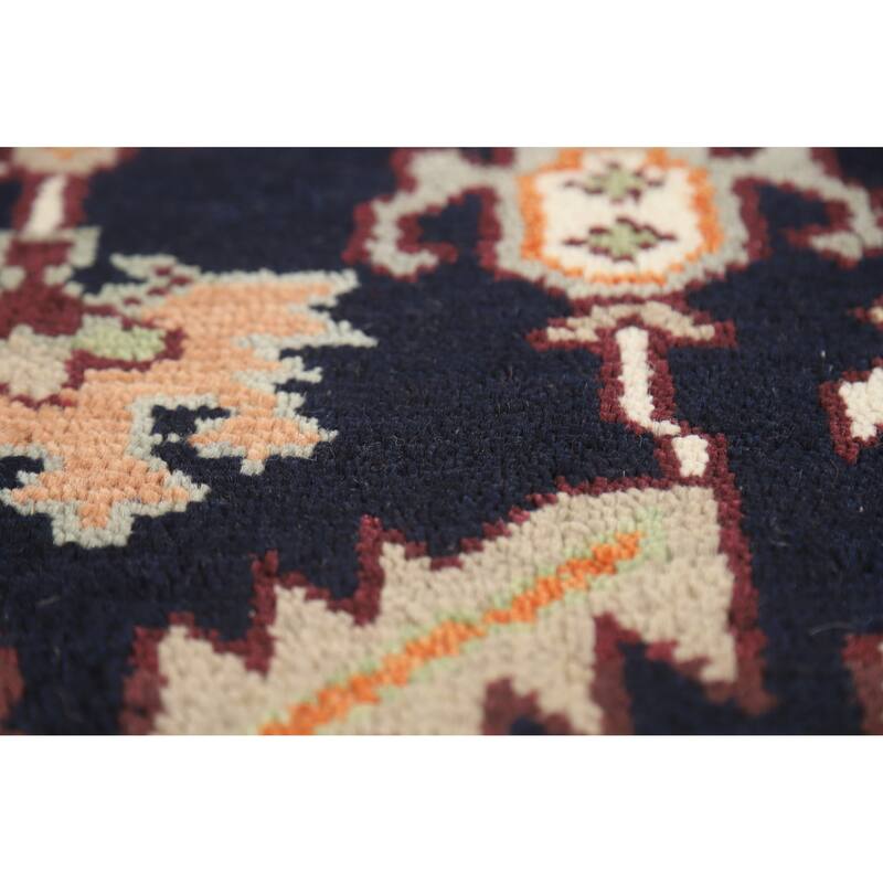 Dark Blue Heriz Serapi Indian Area Rug Hand-Knotted Wool Carpet - 8'11" x 11'11"