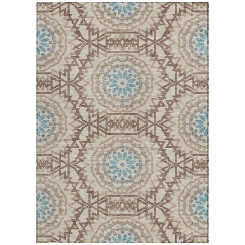 HomeRoots Floral Medallion Transitional Rectangle Outdoor Rug