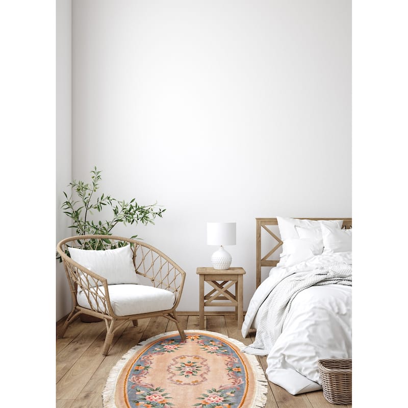 ECARPETGALLERY Hand-knotted Aubusson Tan Wool Rug - 2'3 x 4'6