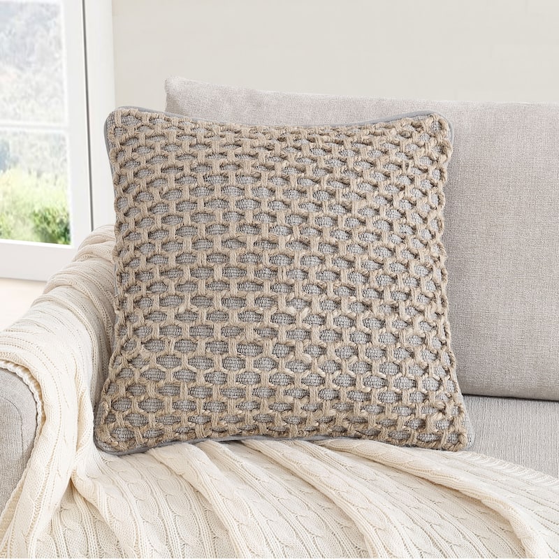 Boho Living Jada Braided Cotton/Jute Throw Pillows - Grey - 18x18