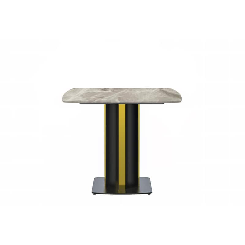 Sylva Dining Table Rectangular Tabletop in Gold Pedestal Base