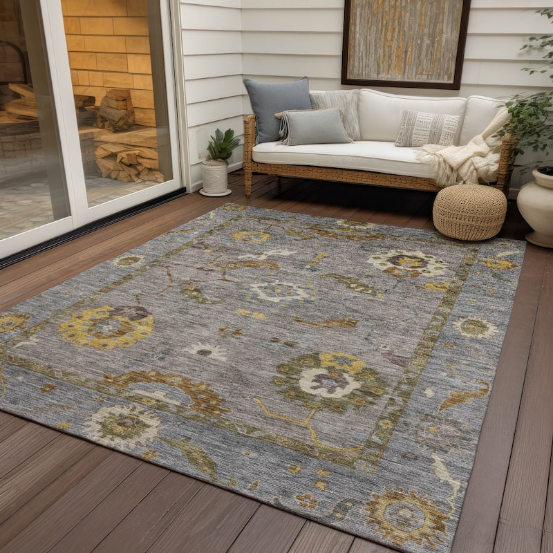 Machine Washable Indoor/ Outdoor Traditional Boho Chantille Rug