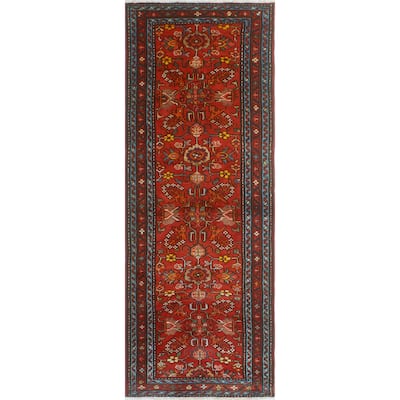 Fine Vintage Distressed Alhrik Rust/Charcoal Runner - 3'5" x 9'2"