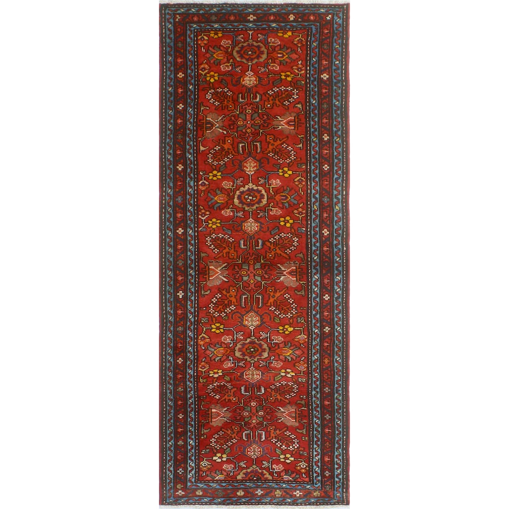 Fine Vintage Distressed Alhrik Rust/Charcoal Runner - 3'5" x 9'2"