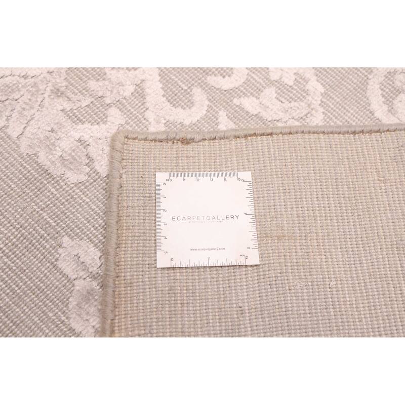 ECARPETGALLERY Hand Loomed Elysian Light Grey Viscose, Wool Rug - 8'1 x 11'7
